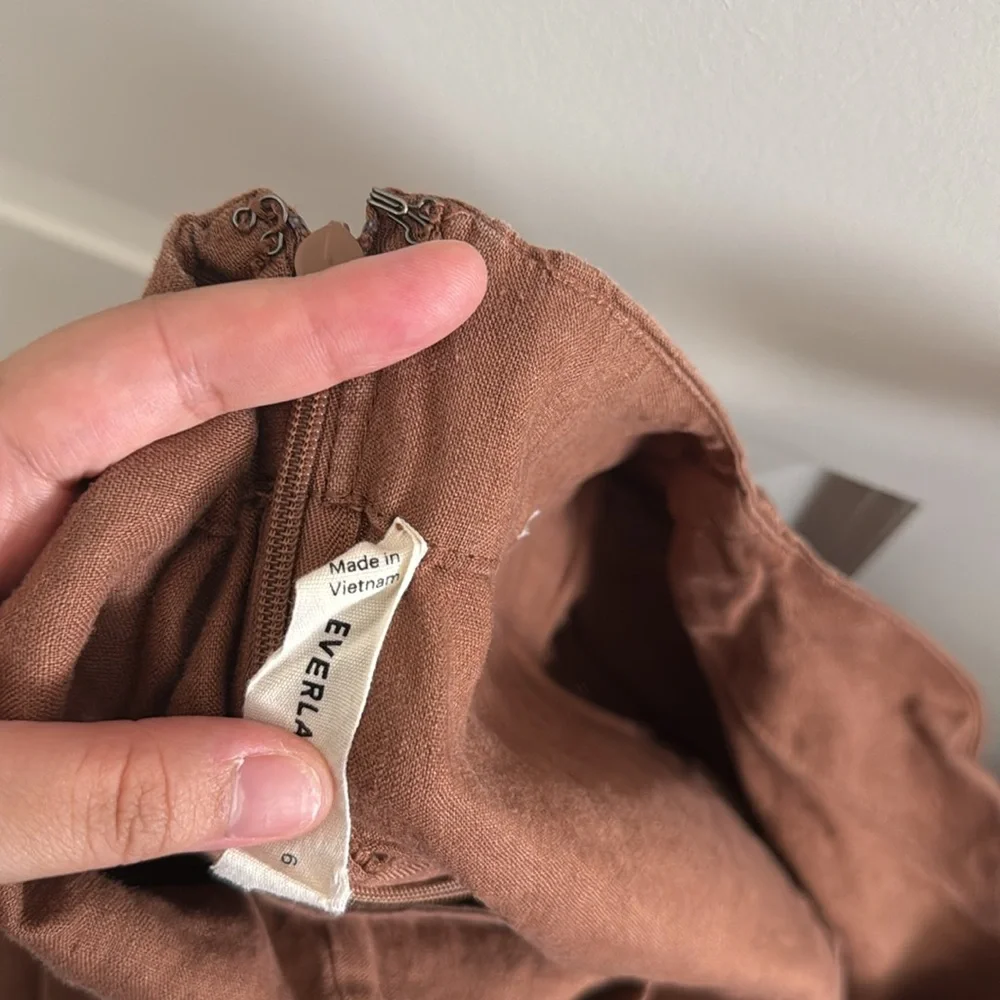 Everlane 100% Linen Wide Leg Jumpsuit - Brown (6)